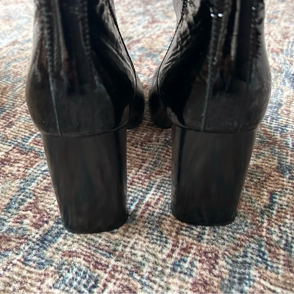 Rag & Bone Ellis Black Patent Leather Heel Ankle Zipper Square Toe Boot 11 / 41